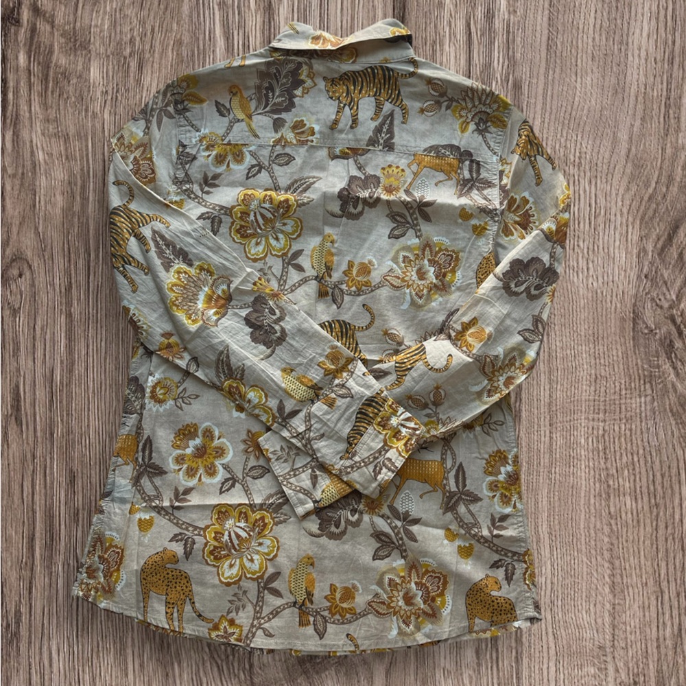 JMcLaughlin Tropical Floral Button-Up Long Sleeve Shirt With Collar - Picture 2 of 4